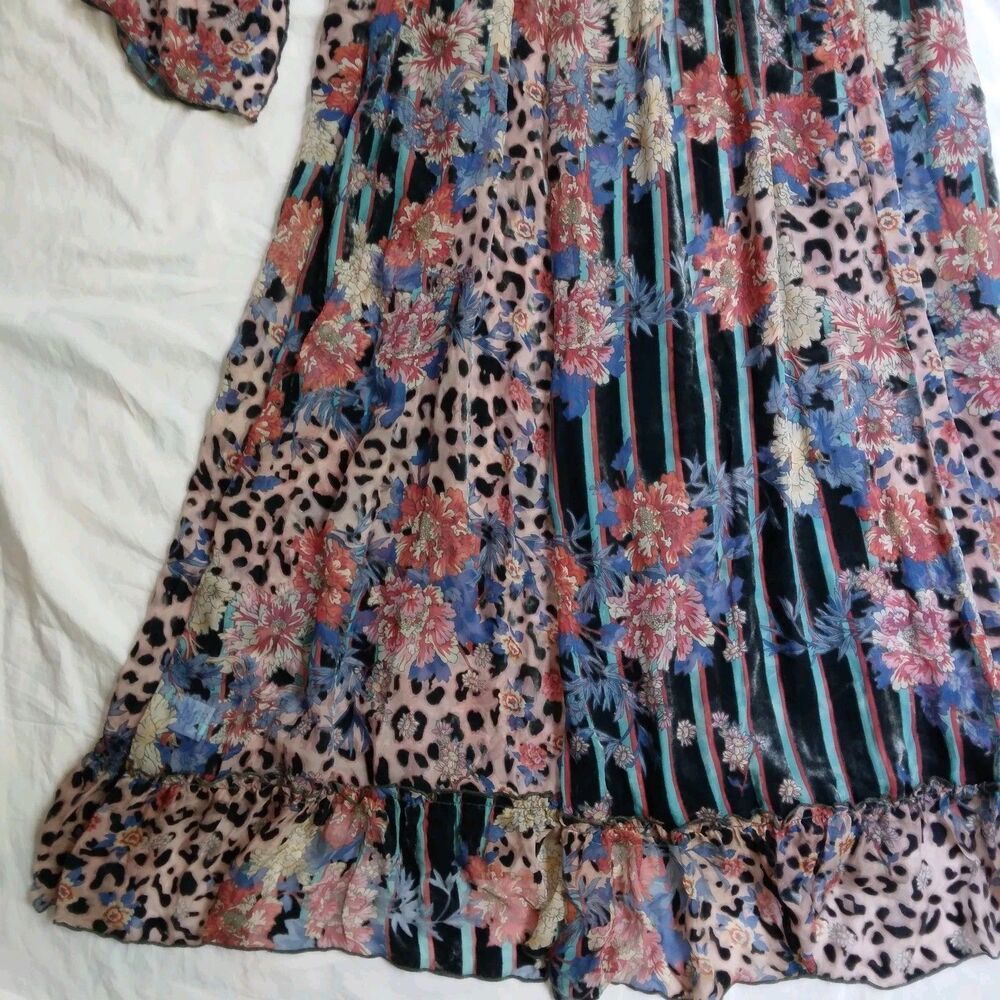 $575 NWT JOHNNY WAS Multicolored Ontar Beesley Dress Burnout Floral Leopard L - Picture 13 of 16
